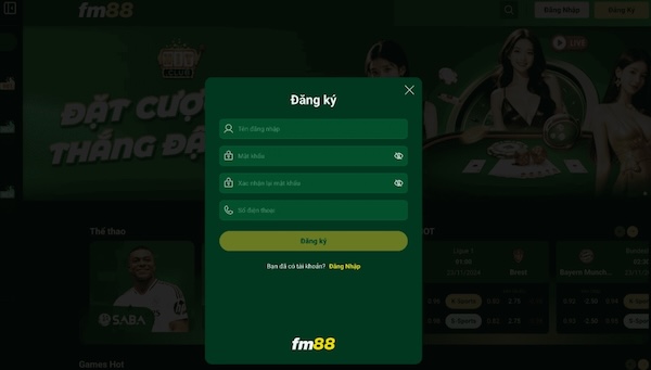 Đăng ký vào nhà cái FM88